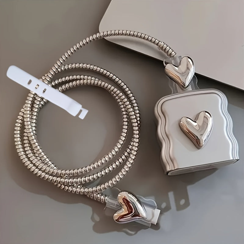 5 Pcs Stylish Heart-Shaped Phone Charger Covers for iPhone, Suitable for 18/20W Chargers - Perfect Gift for Boyfriend or Girlfriend